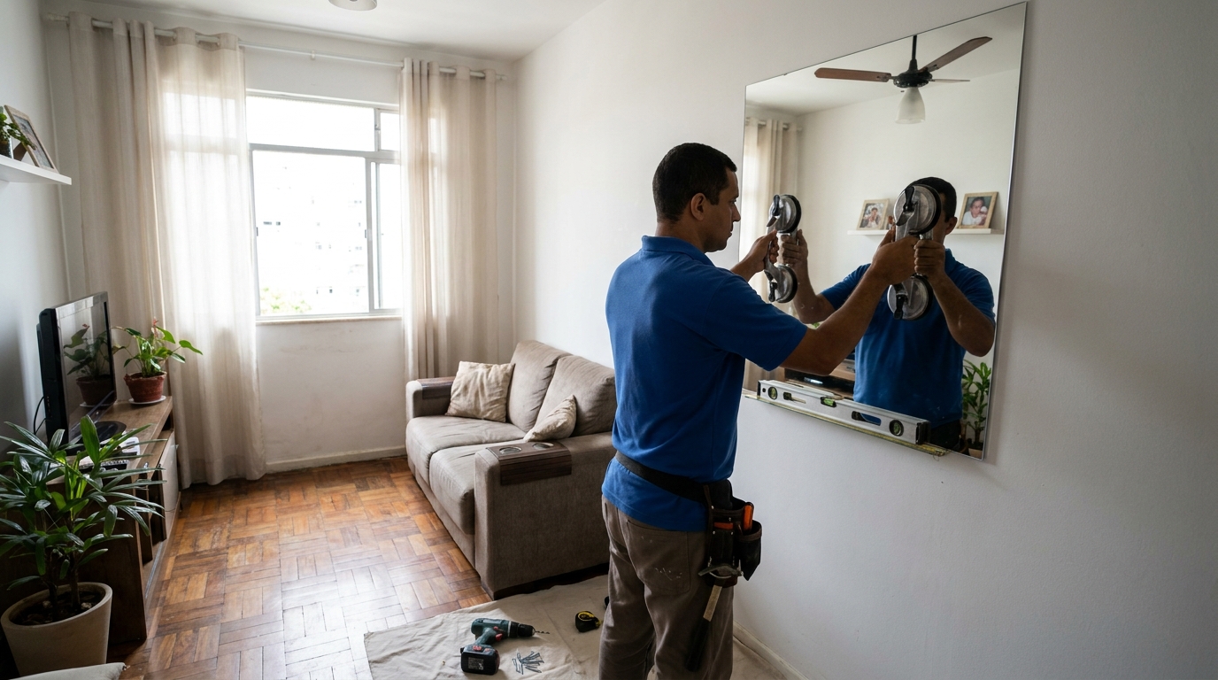 Espelho sob medida com parquet em Sete Lagoas-MG