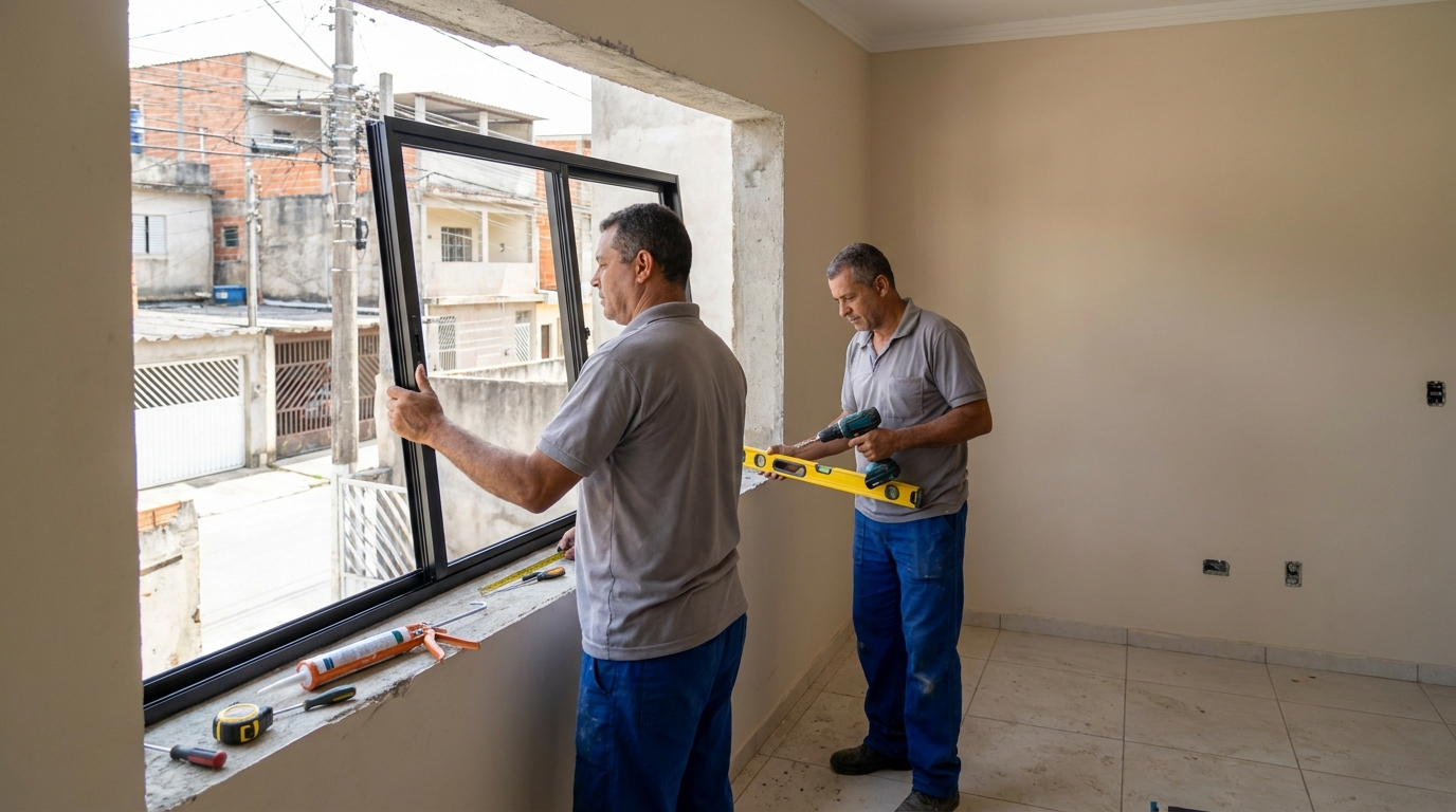 Esquadria de alumínio com vista para rua em Sete Lagoas-MG